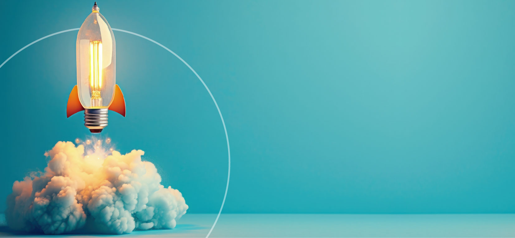 Image Bild Inspire - Eine Glühbirne als Rakete visuallisiert, die gerade startet